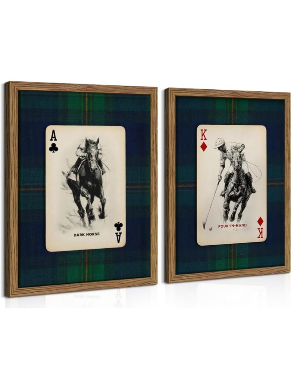 Vintage Equestrian Wall Art Set of 2, Classic Polo & Race Horse Canvas Prints
